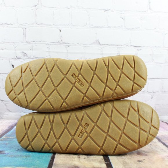 LL Bean Brown Wicked Good Shearling Lined Moccasin Slippers Size 10 M - Picture 9 of 9